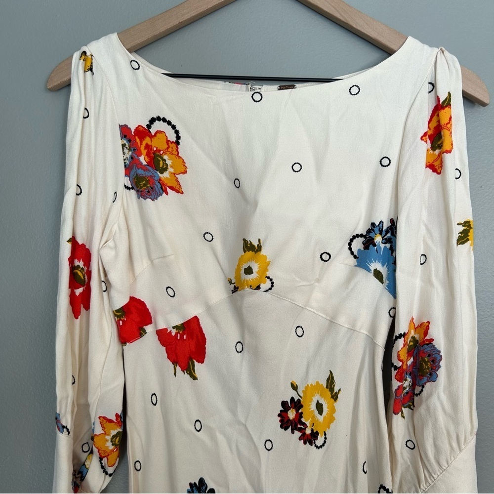 *NWT* Free People Women’s Ivory Sunshadow Floral Slit Sleeve Mini Dress, Size 0 - Picture 7 of 15